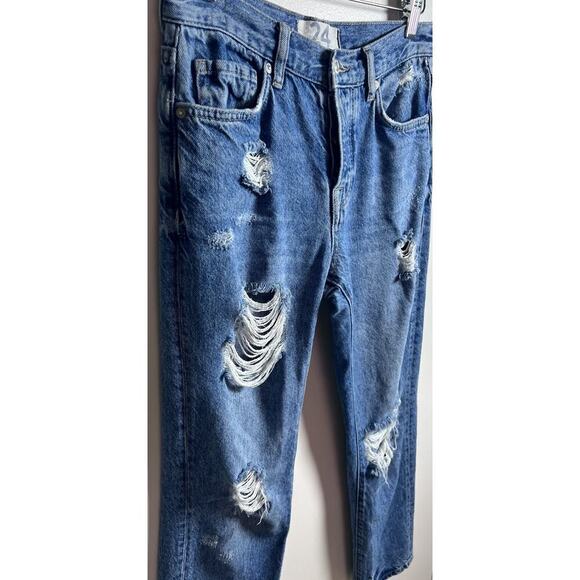 Free People We the Free Bren Boyfriend Jean Distressed High Rise Button Fly 24 - Picture 5 of 10